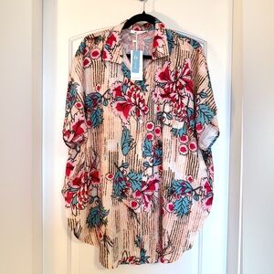 CUPSHE Button Down Floral Beach Summer Vacation Swimsuit Coverup One Size